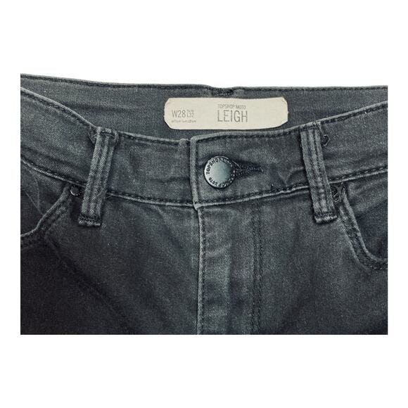 TopShop Jeans Moto Leigh Black Denim Size 28 - Picture 4 of 4